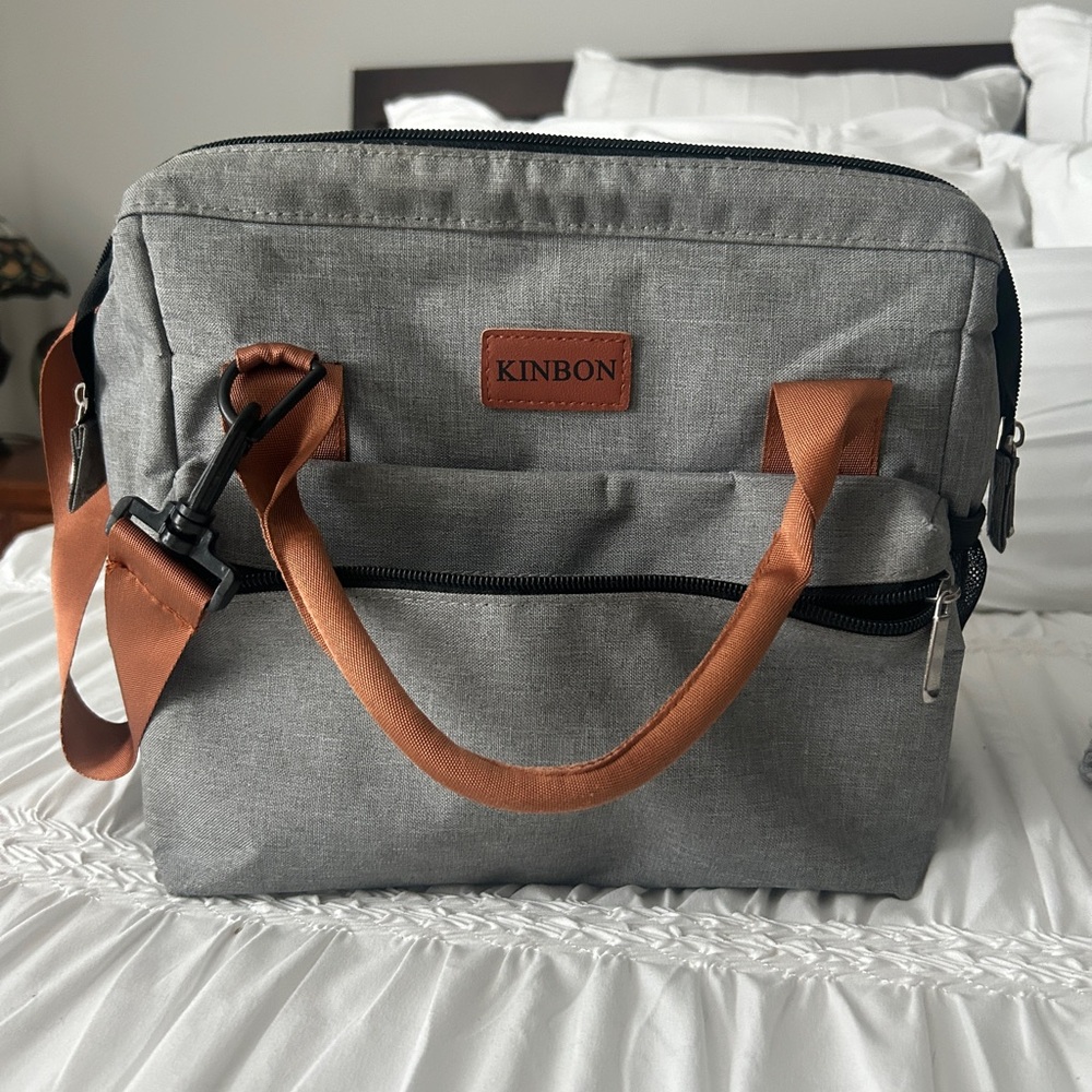 Gray and Brown Men's Bag